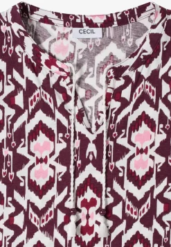 Kurzarm Shirt mit Split Neck und Print