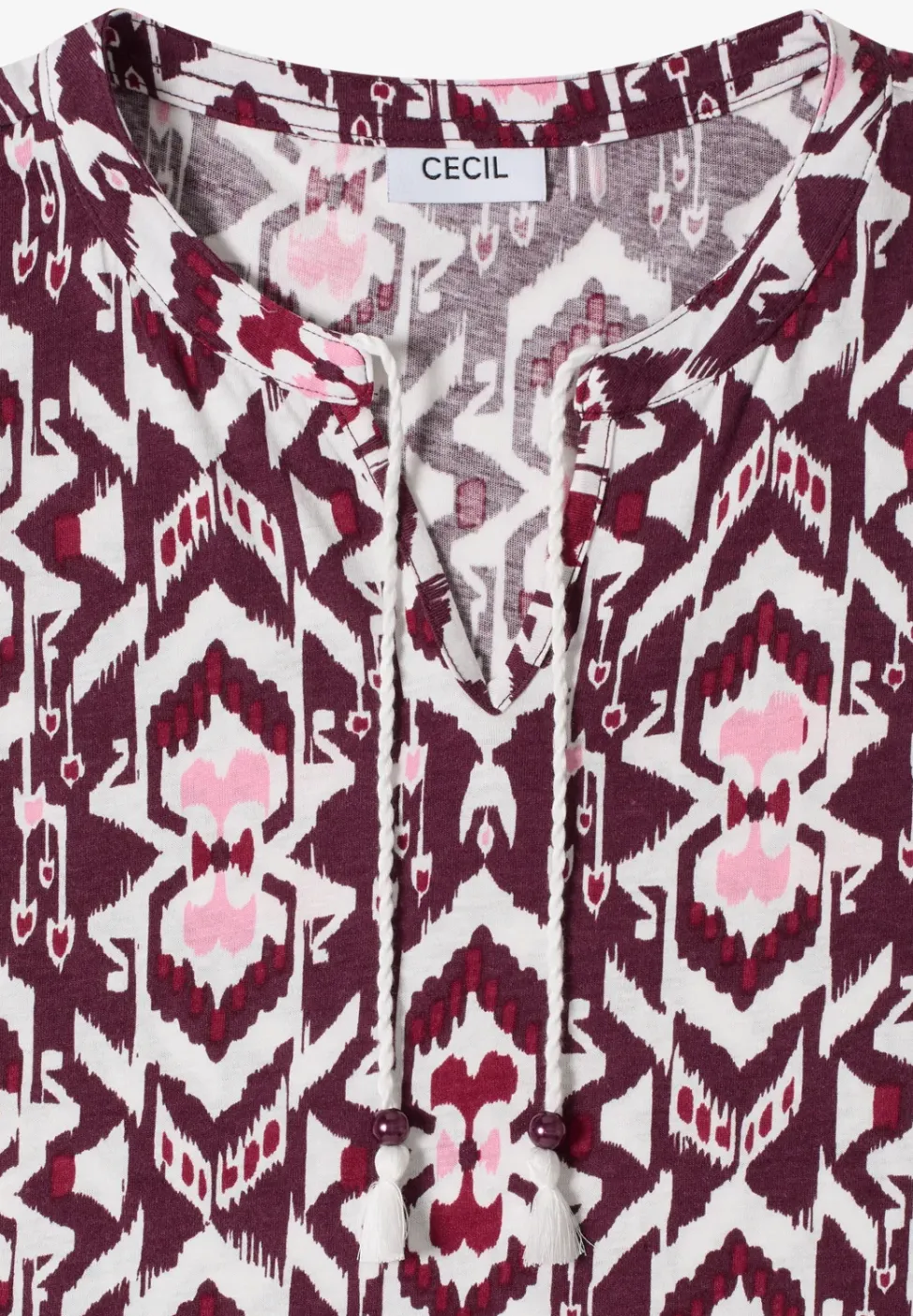 Kurzarm Shirt mit Split Neck und Print
