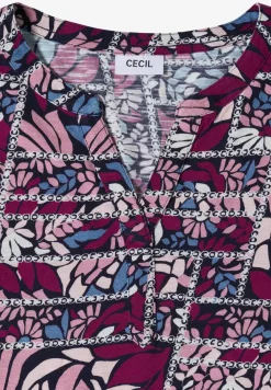 Kurzarm Shirt mit Split Neck und Print