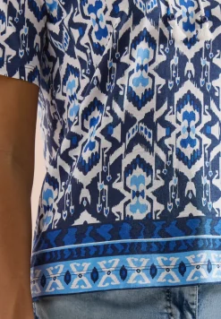 Kurzarm Shirt mit Split Neck und Print