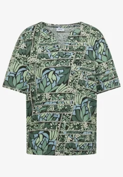 Kurzarm Shirt mit Split Neck und Print