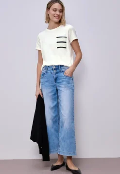 Kurzarm Shirt mit Streifen-Tasche