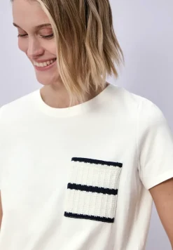Kurzarm Shirt mit Streifen-Tasche