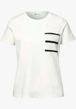 Kurzarm Shirt mit Streifen-Tasche