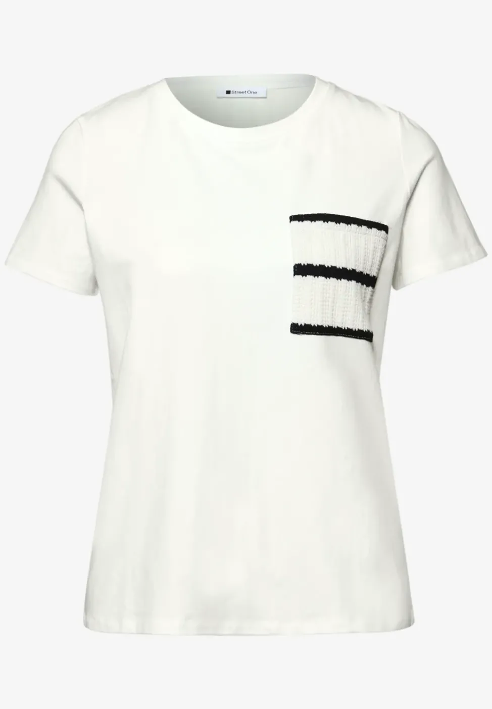 Kurzarm Shirt mit Streifen-Tasche