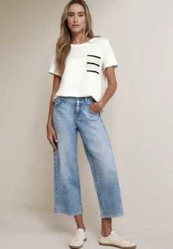 Kurzarm Shirt mit Streifen-Tasche