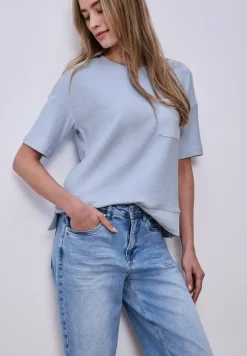 Kurzarmshirt mit Strukturmix