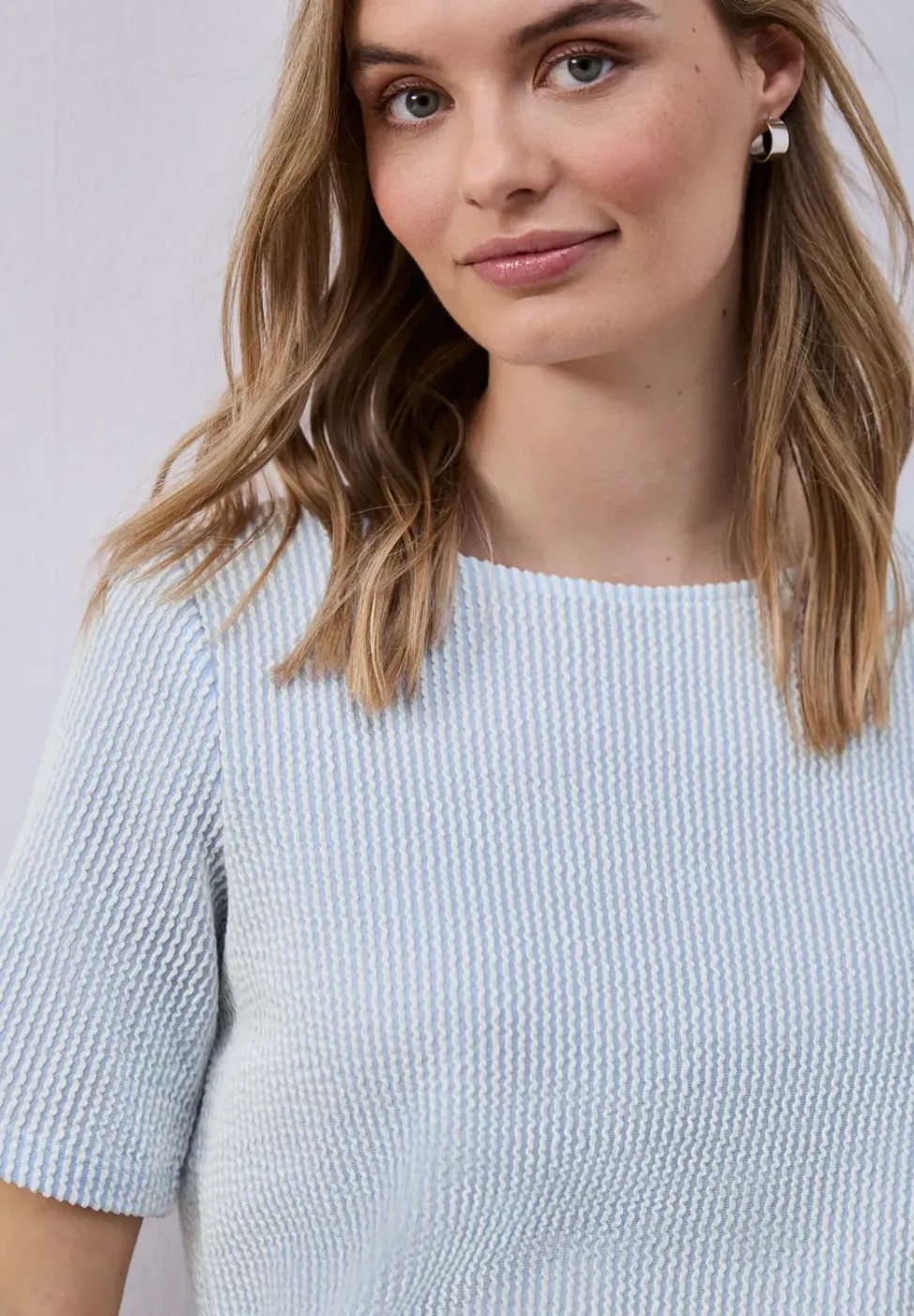 Kurzarm Shirt mit Strukturstreifen