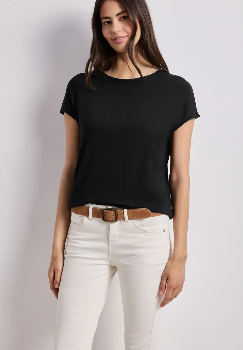 Kurzarm Shirt mit U-Boot-Ausschnitt