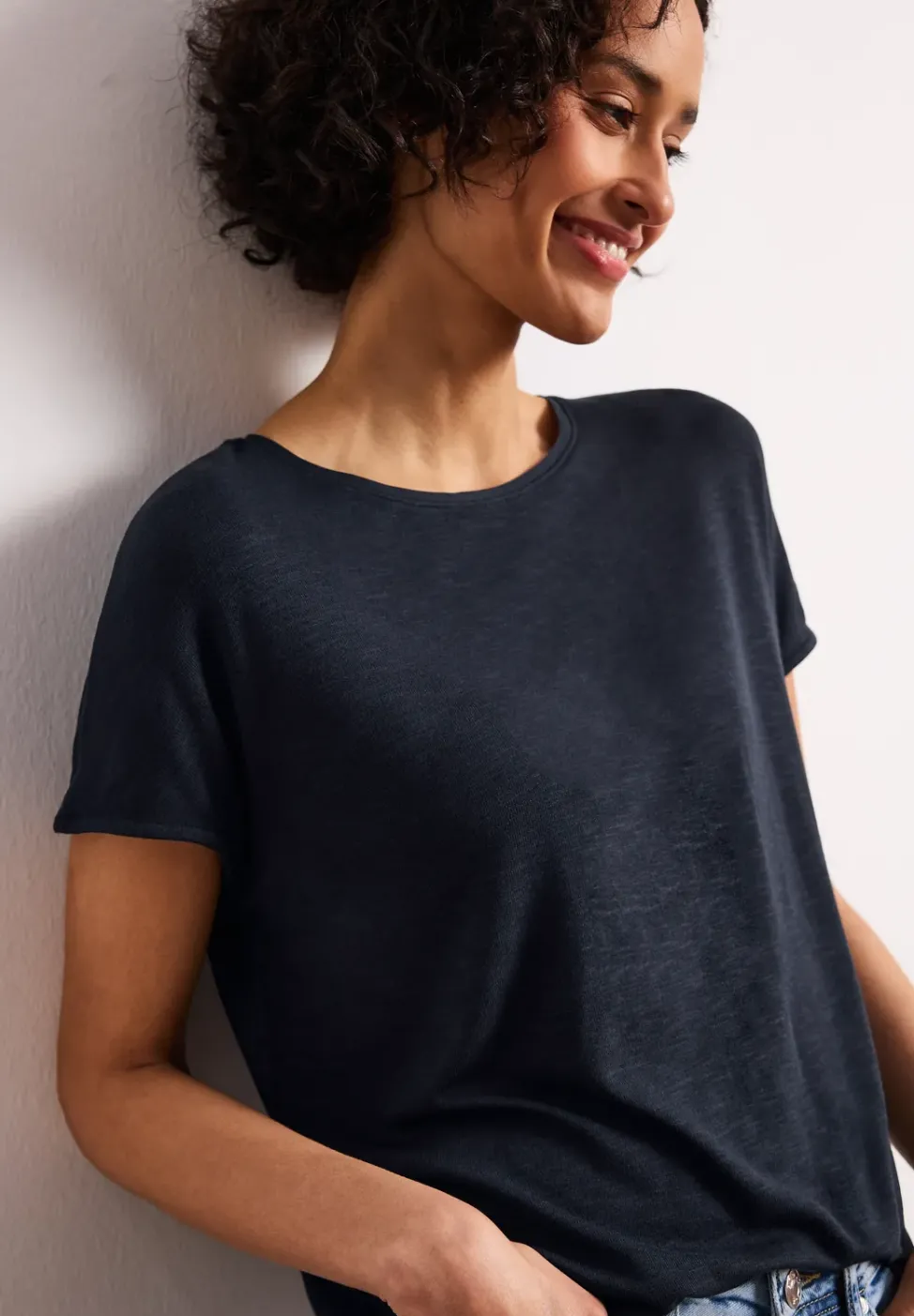 Kurzarm Shirt mit U-Boot-Ausschnitt