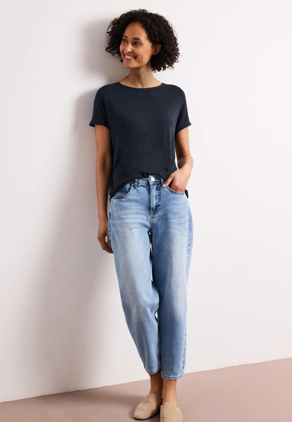 Kurzarm Shirt mit U-Boot-Ausschnitt