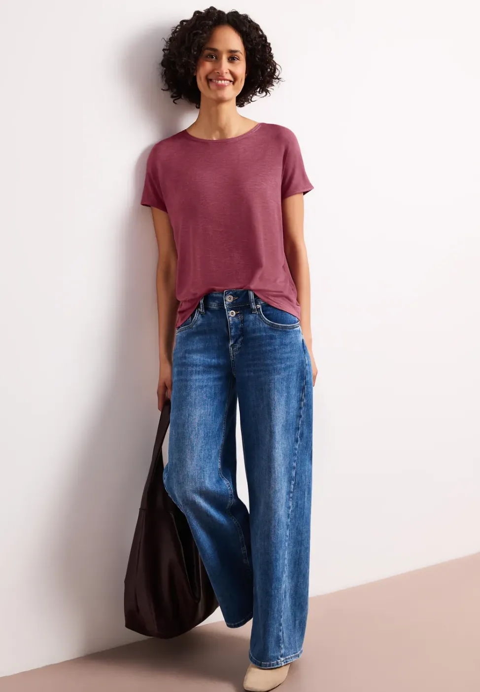 Kurzarm Shirt mit U-Boot-Ausschnitt
