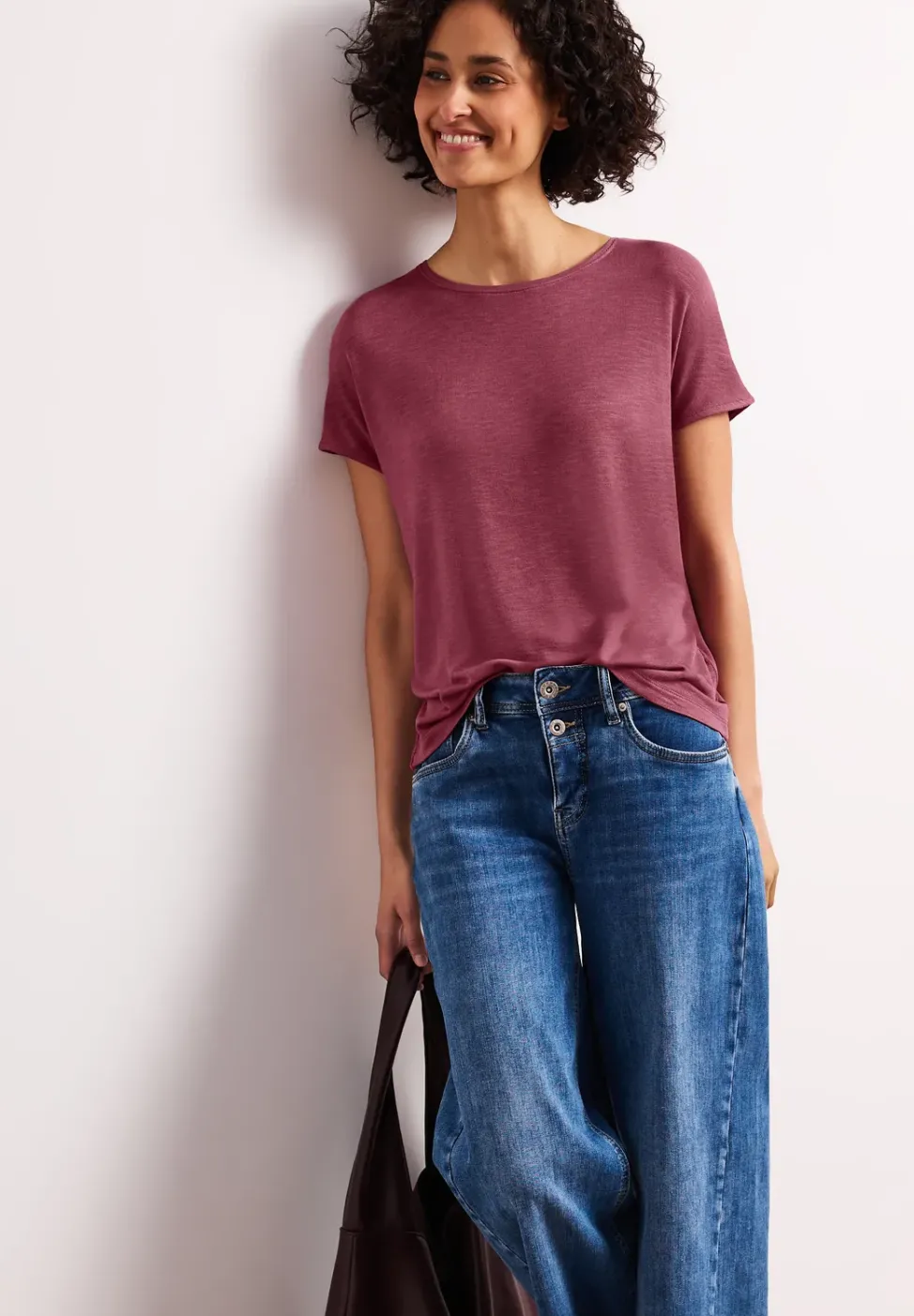 Kurzarm Shirt mit U-Boot-Ausschnitt