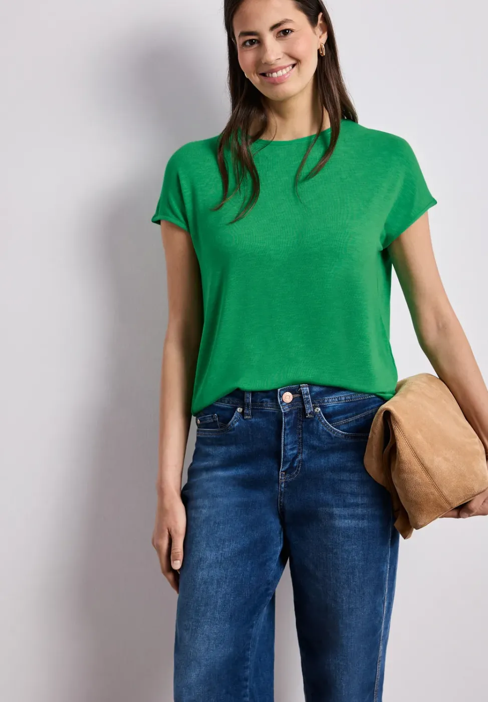 Kurzarm Shirt mit U-Boot-Ausschnitt