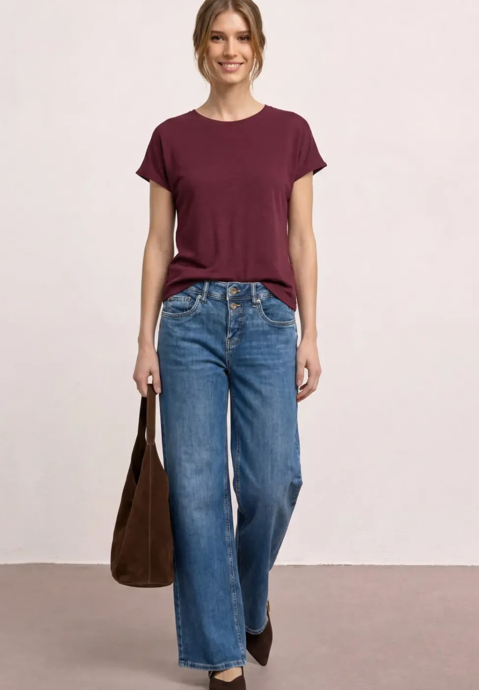 Kurzarm Shirt mit U-Boot-Ausschnitt