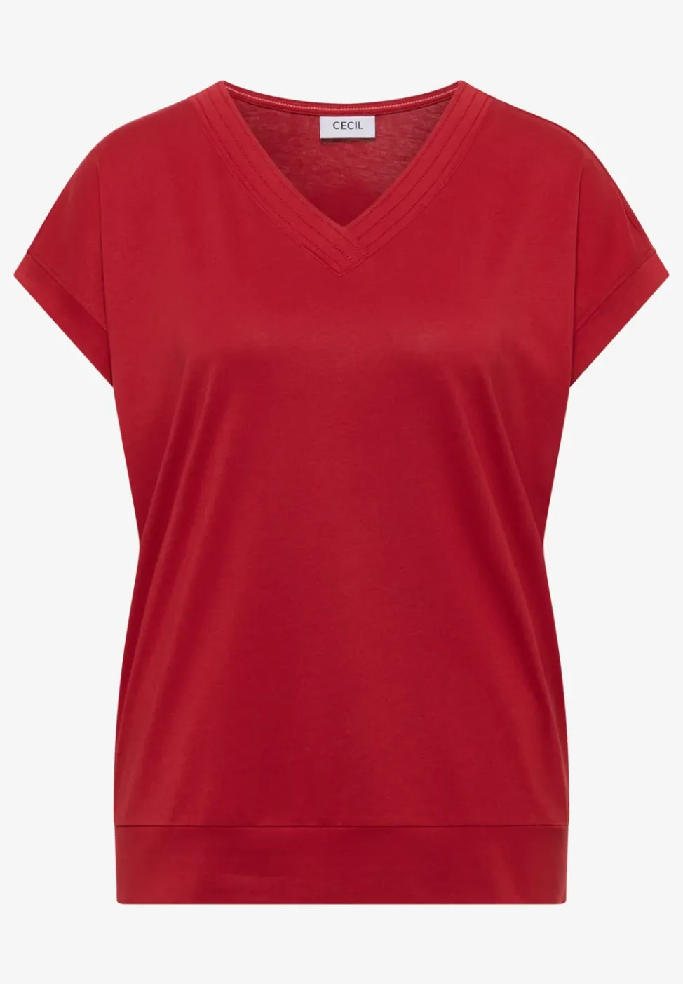 Kurzarm Shirt mit V-Neck in Unifarbe