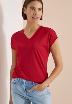 Kurzarm Shirt mit V-Neck in Unifarbe