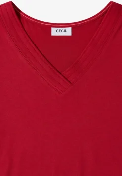 Kurzarm Shirt mit V-Neck in Unifarbe