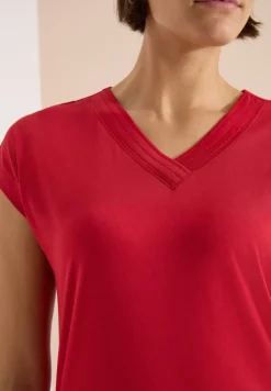 Kurzarm Shirt mit V-Neck in Unifarbe