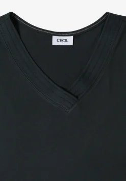 Kurzarm Shirt mit V-Neck in Unifarbe