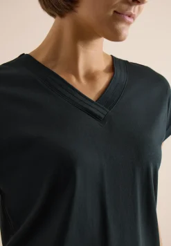 Kurzarm Shirt mit V-Neck in Unifarbe