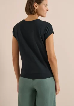 Kurzarm Shirt mit V-Neck in Unifarbe