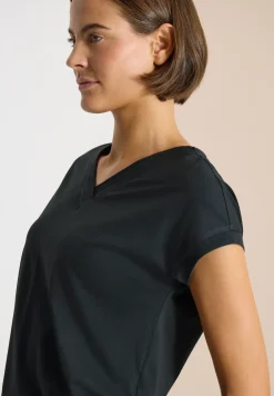 Kurzarm Shirt mit V-Neck in Unifarbe