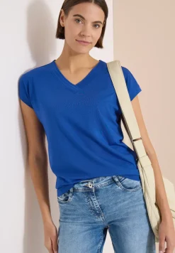 Kurzarm Shirt mit V-Neck in Unifarbe