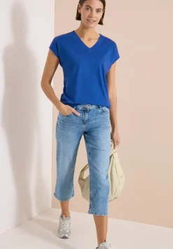 Kurzarm Shirt mit V-Neck in Unifarbe