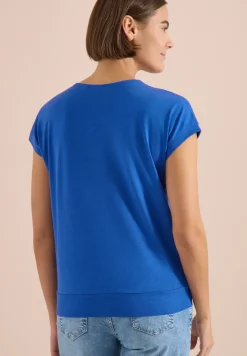 Kurzarm Shirt mit V-Neck in Unifarbe