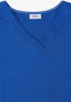 Kurzarm Shirt mit V-Neck in Unifarbe
