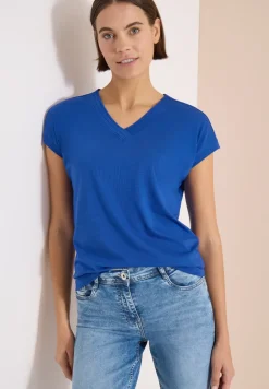 Kurzarm Shirt mit V-Neck in Unifarbe