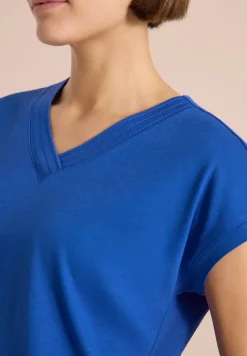 Kurzarm Shirt mit V-Neck in Unifarbe