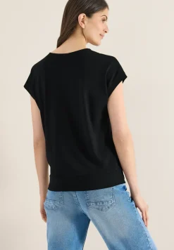 Kurzarm Shirt mit V-Neck in Unifarbe