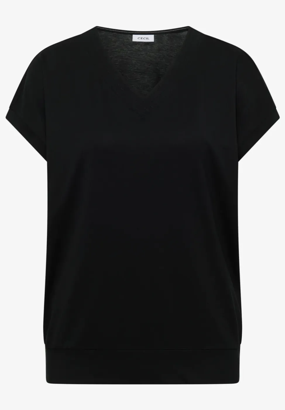 Kurzarm Shirt mit V-Neck in Unifarbe