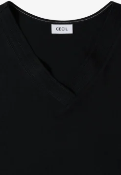 Kurzarm Shirt mit V-Neck in Unifarbe