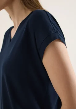 Kurzarm Shirt mit V-Neck in Unifarbe
