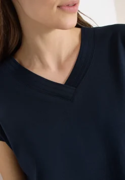 Kurzarm Shirt mit V-Neck in Unifarbe