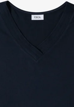 Kurzarm Shirt mit V-Neck in Unifarbe