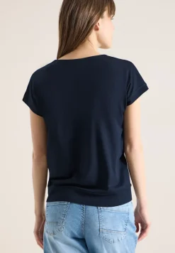 Kurzarm Shirt mit V-Neck in Unifarbe