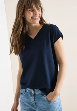 Kurzarm Shirt mit V-Neck in Unifarbe