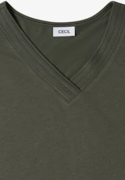 Kurzarm Shirt mit V-Neck in Unifarbe