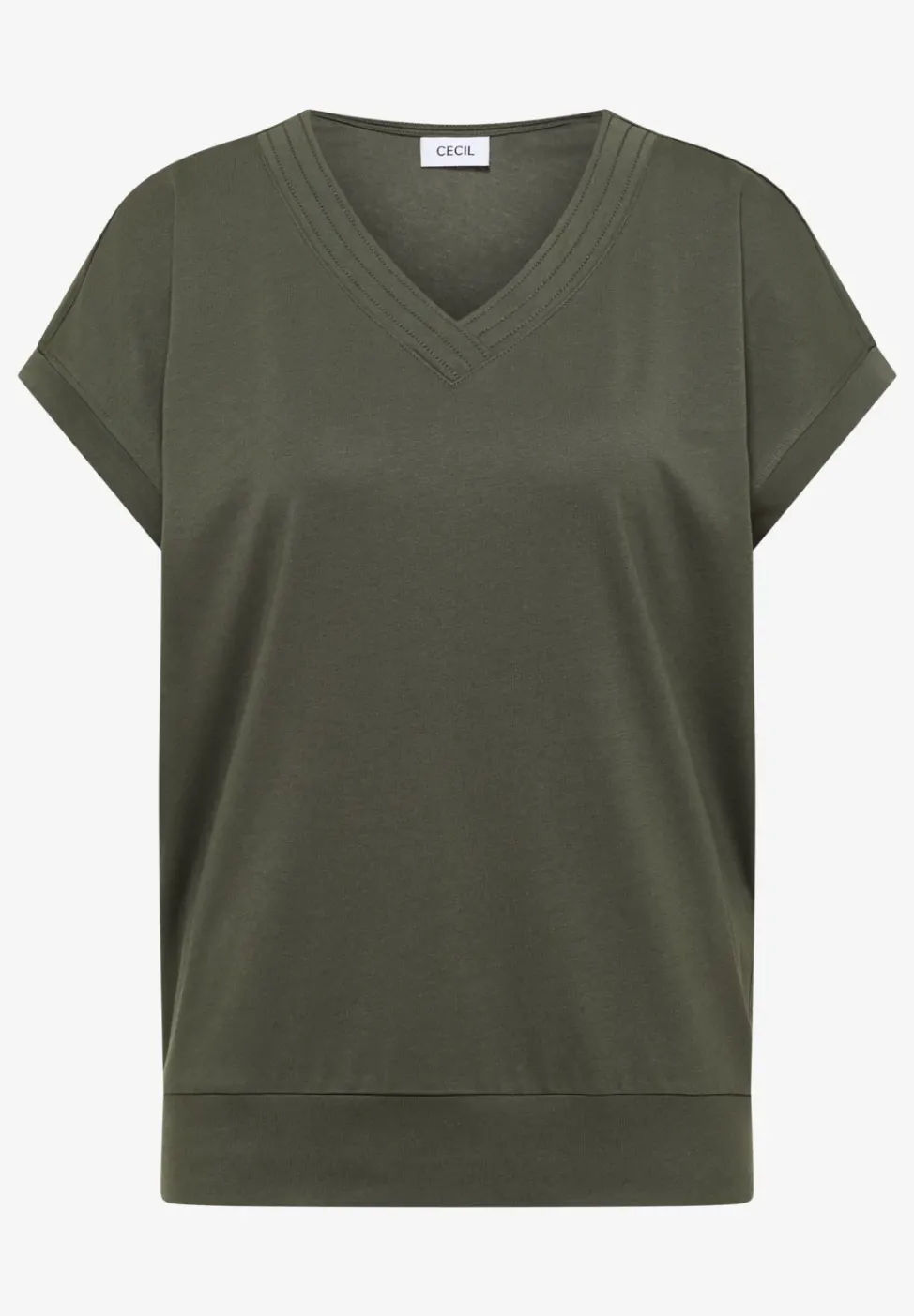 Kurzarm Shirt mit V-Neck in Unifarbe