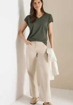 Kurzarm Shirt mit V-Neck in Unifarbe