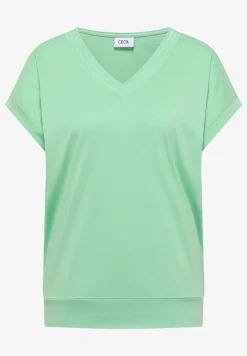 Kurzarm Shirt mit V-Neck in Unifarbe