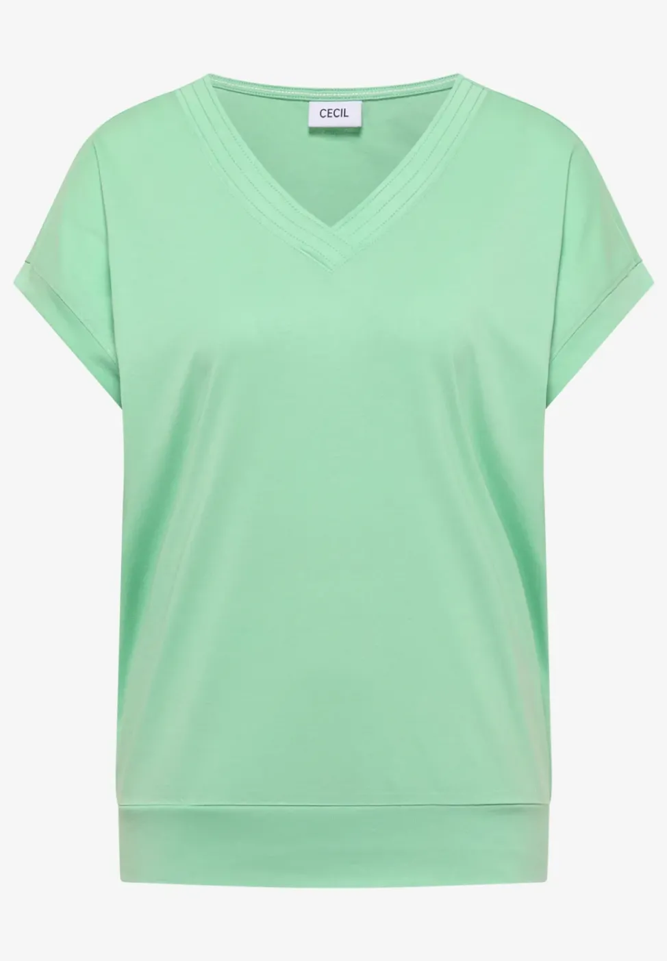 Kurzarm Shirt mit V-Neck in Unifarbe