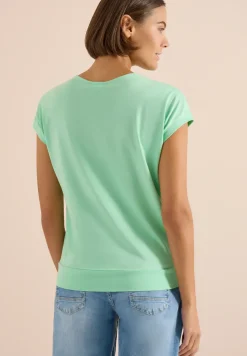 Kurzarm Shirt mit V-Neck in Unifarbe