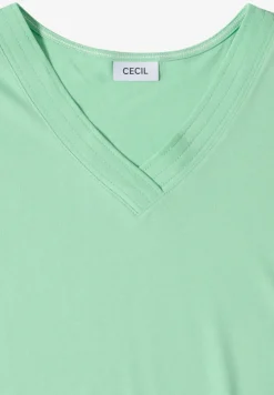 Kurzarm Shirt mit V-Neck in Unifarbe