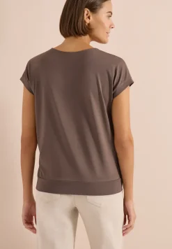 Kurzarm Shirt mit V-Neck in Unifarbe