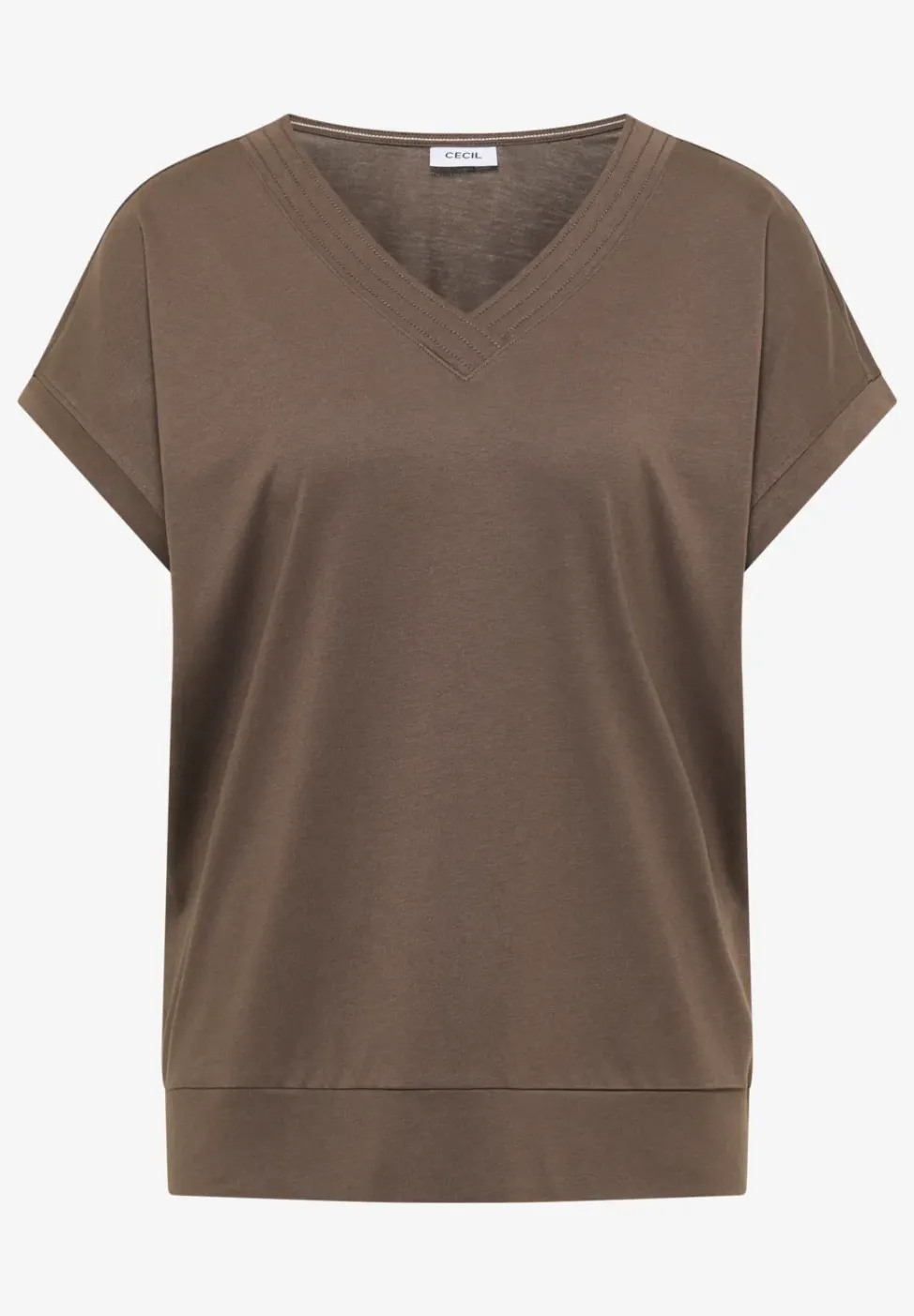 Kurzarm Shirt mit V-Neck in Unifarbe